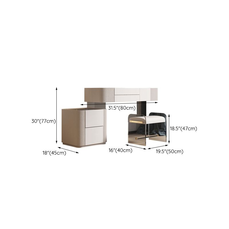 Contemporary Wooden Make-up Vanity 5-Drawers Vanity Dressing Table Set