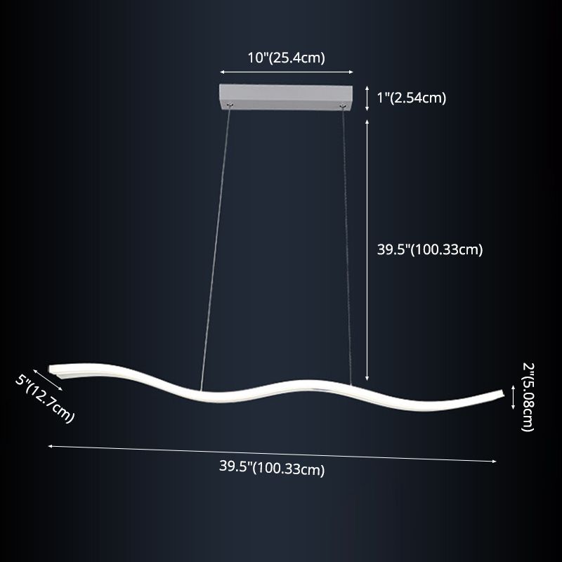 Luce a led bianche acriliche in moderna luce a forma d'onda di ferro in stile in stile conciso per sala da pranzo