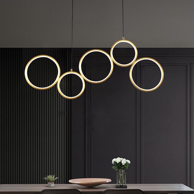 Circle Shape Island Lights Modern Style Metal 5-Light Island Lighting