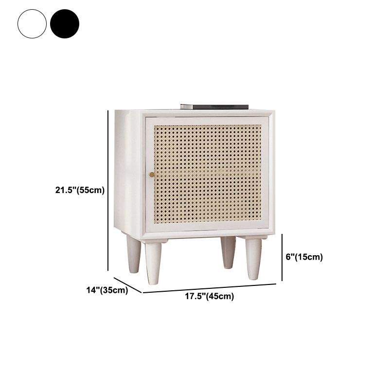 19.6" /21.6" Tall Wooden Nightstand in White / Black Modern Night Stand