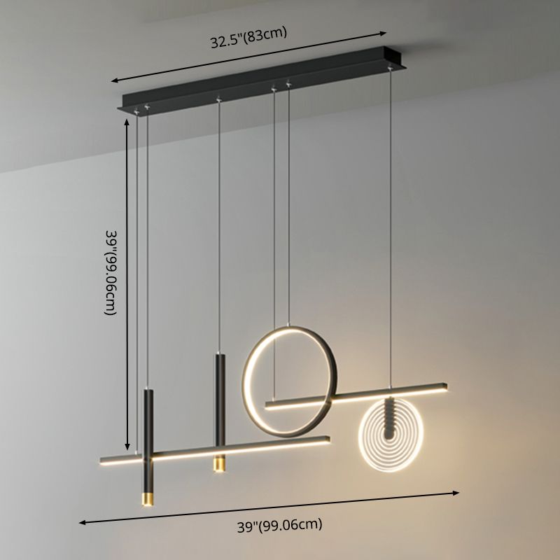 Impostazione dell'illuminazione del lampadario ombreggiato in metallo per la sala da pranzo