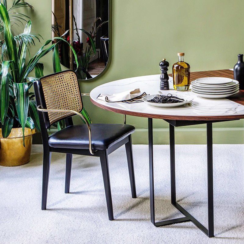 Tropical Armchair Rattan Stacking Outdoors Dining Chairs with Upholstered