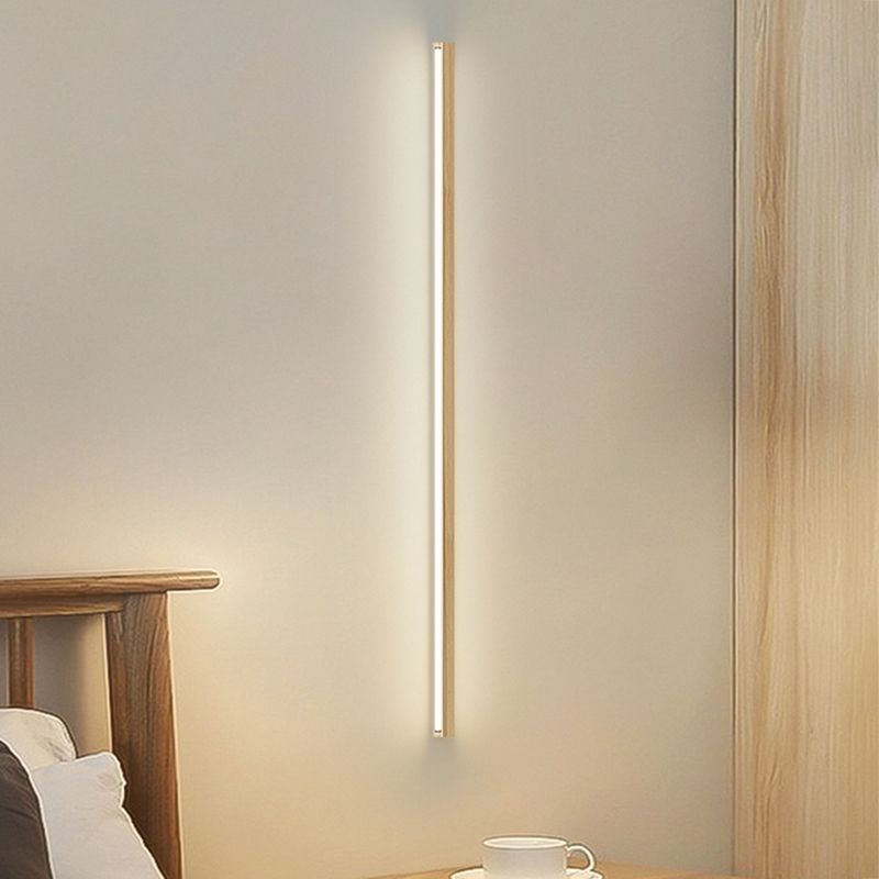 Multi Lights Linear Wall Mounted Lamps Modern Style Wood Wall Lights