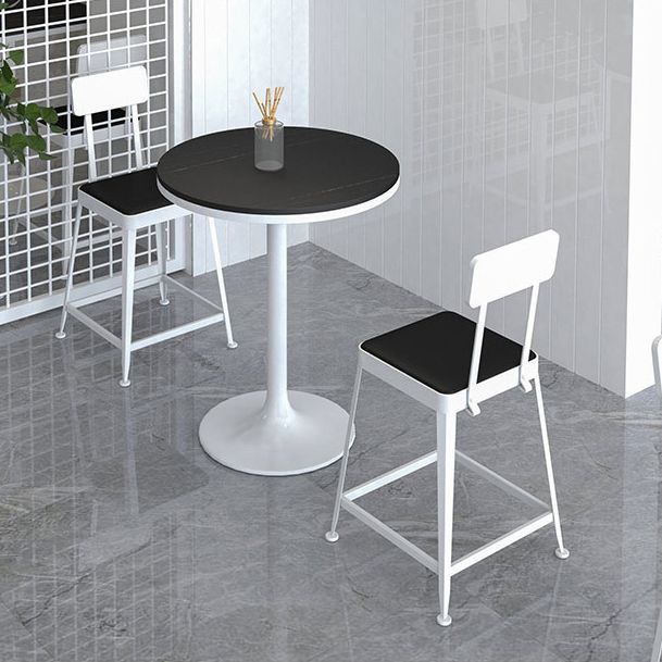 Glam Style Pub Table Round Bar Height 41.3"H Bar Table with Stone Top