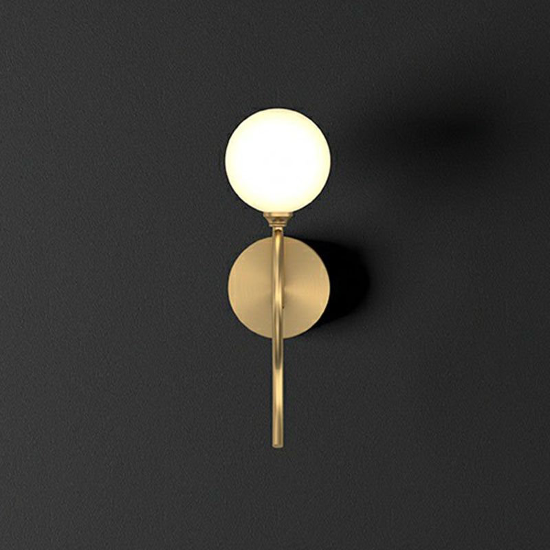 Artistic Wall Lighting Fixture Gold Spherical Wall Mounted Light with Milky Glass Shade