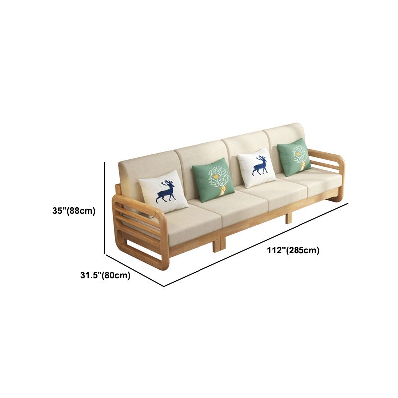 Solid Wood/Linen Natural Sofa with Chaise Nordic 34.65" H Cushions Sofa