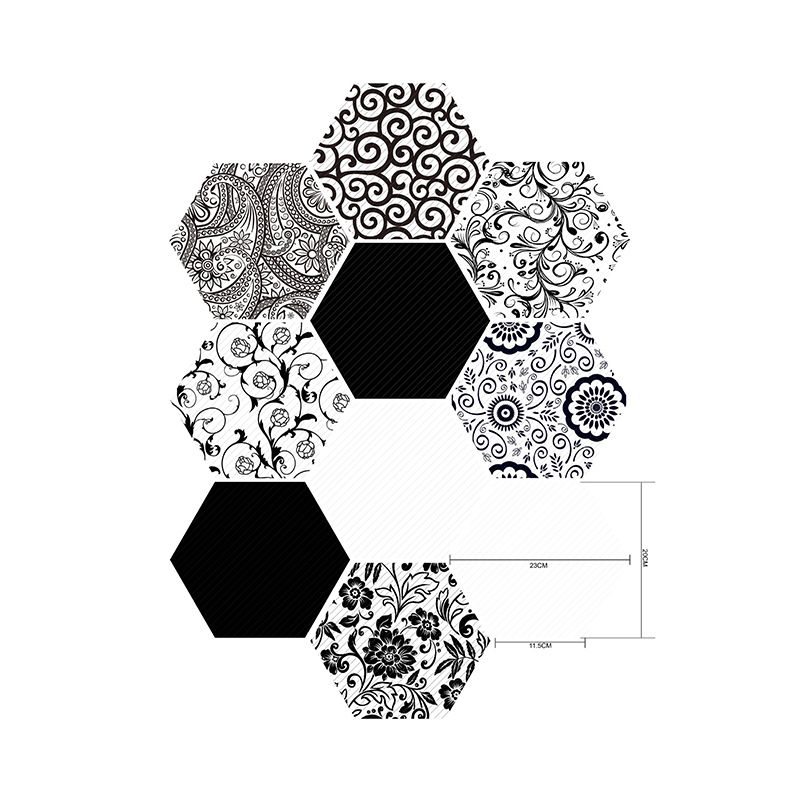 Black Scroll Flowers Wallpaper Panels Peel and Stick Country Kitchen Wall Decor, 10 Pcs
