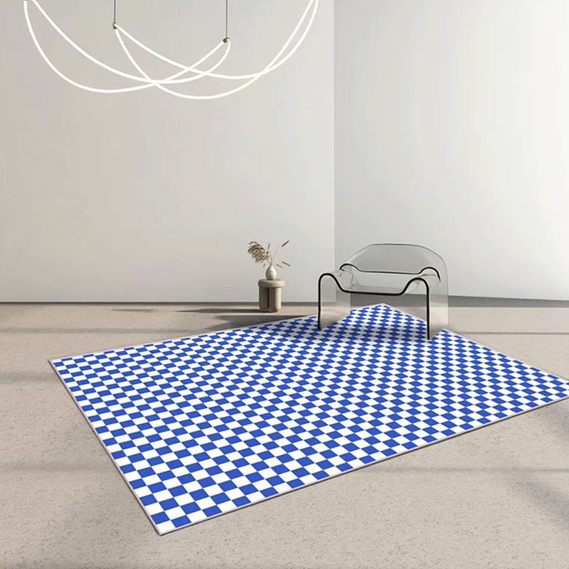 Light Purple Check Pattern Rug Polyester Modern Rug Washable Rug for Living Room