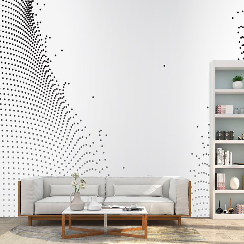 Modern Art Broken Net Mural Non-Woven Waterproof Black-White Wall Covering for Accent Wall