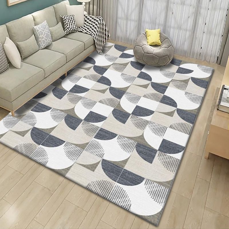 Pink Striped Rug Polyester Modern Rug Stain Resistant Rug for Living Room