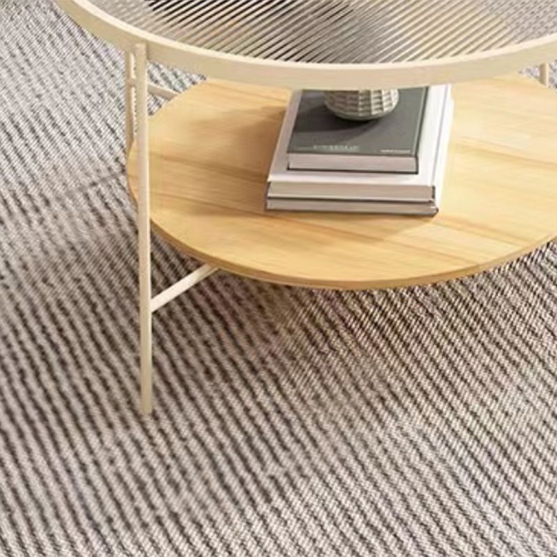 Contemporary Round Coffee Table with Storage and Cross Legs Cocktail Table