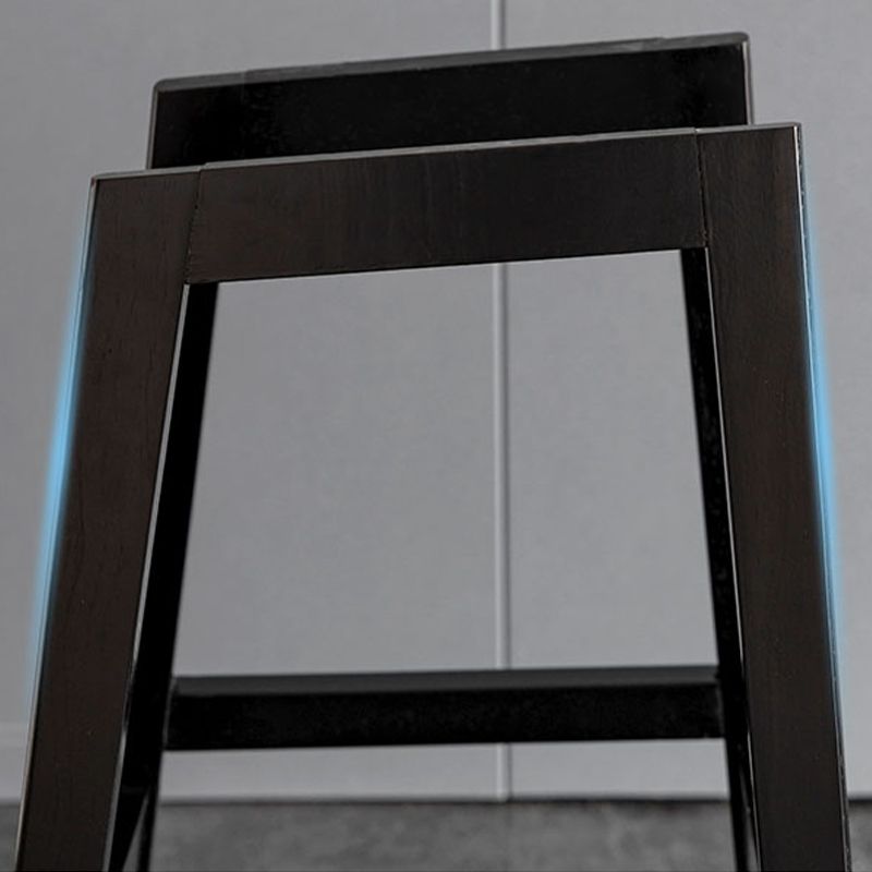 Contemporary Solid Wood Legs Faux Leather Indoor Bar Stools with Footrest