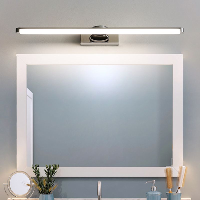 Modern Vanity Lighting Metal Wall Light Fixture in Silver for Bathroom