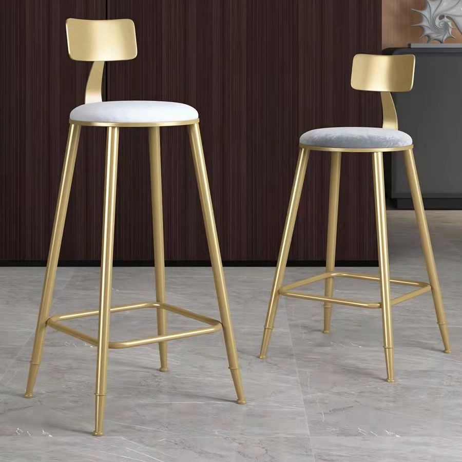 Glam Velvet Low Back Bar Stool Matte Finish Footrest Home Stool