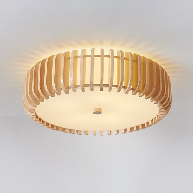 Wood Round Flush Mount Lights Contemporary Style Multi Lights Flush Mount Fixture