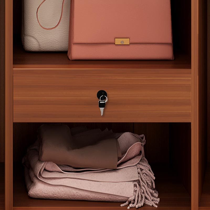 Brown Contemporary Wardrobe Armoire Engineered Wood Wardrobe Closet