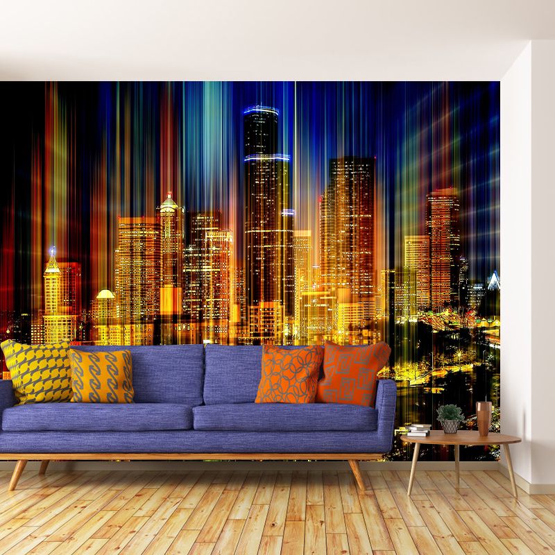 Vibrant Cityscapes Mural Decal Customized Contemporary Wall Covering for Bedroom