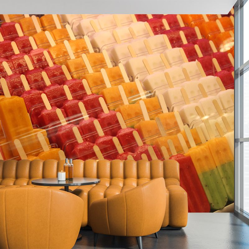 Ice Cream Mural Moisture Resistant Wallpaper Wall Covering for Dessert Shop