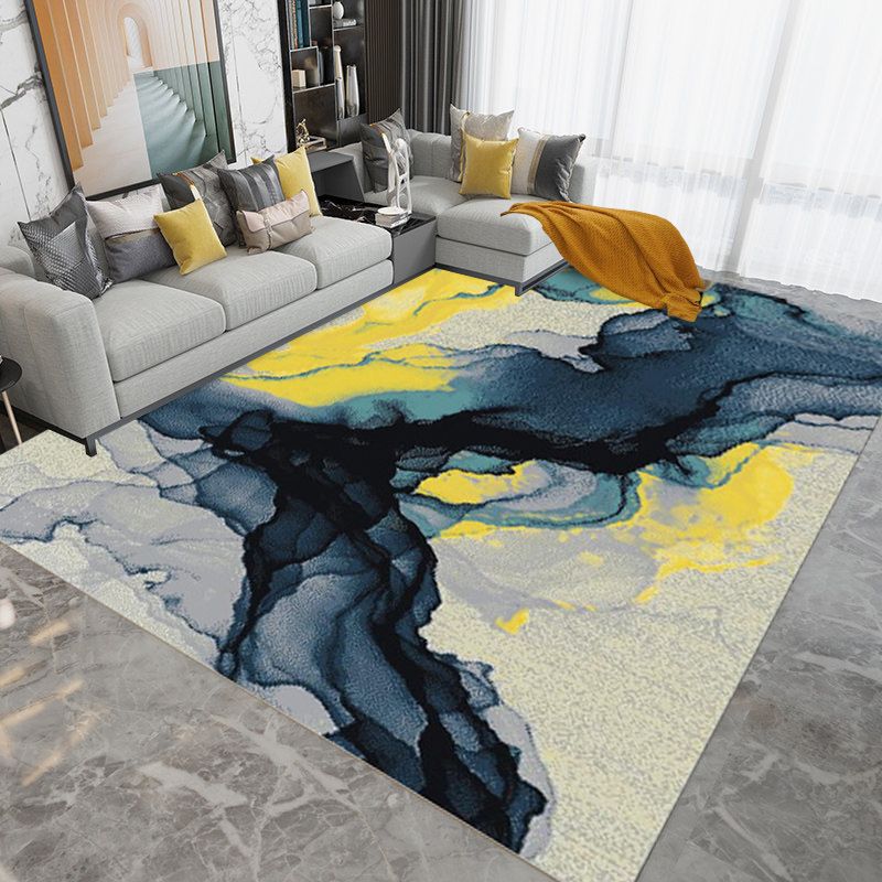 Contemporary Watercolor Pattern Rug Multicolor Polyester Rug Washable Area Rug for Living Room