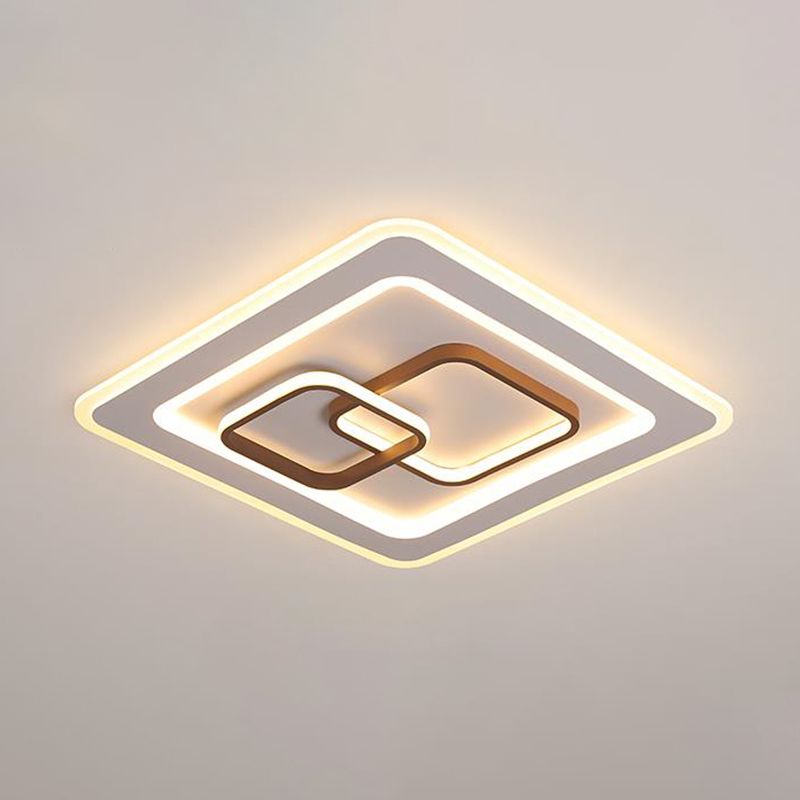 Lámpara cuadrada de montaje empotrado para dormitorio, LED acrílico, iluminación contemporánea cerca del techo en blanco