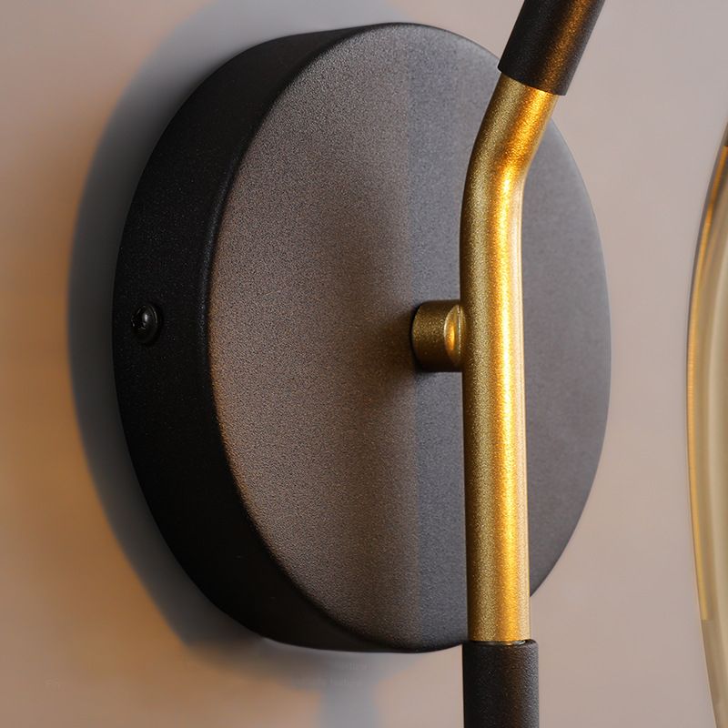 Black and Gold Dome Wall Lamp in Modern Creative Style Lacquered Iron Wall Light with Glass Shade