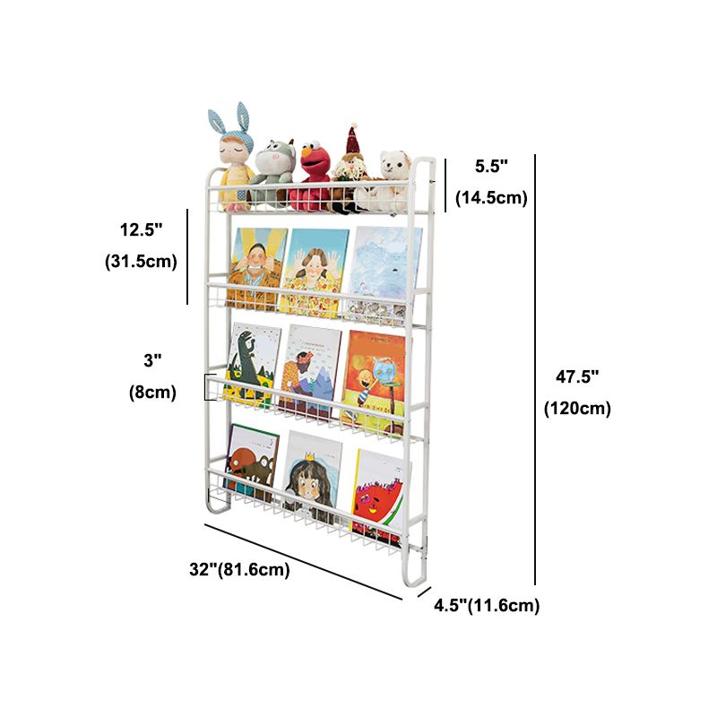 Modern Style Bookshelf Metal Wall Mounted Bookcase for Home Office