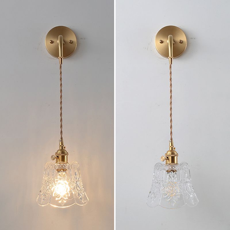 Luci di applique a testa singola con sfumatura in vetro limpido Stile semplicità muro appeso