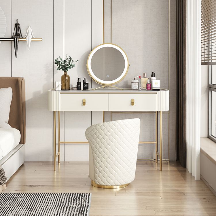 Glame Makeup Counter with Slate Top, Beige Vanity Dressing Table