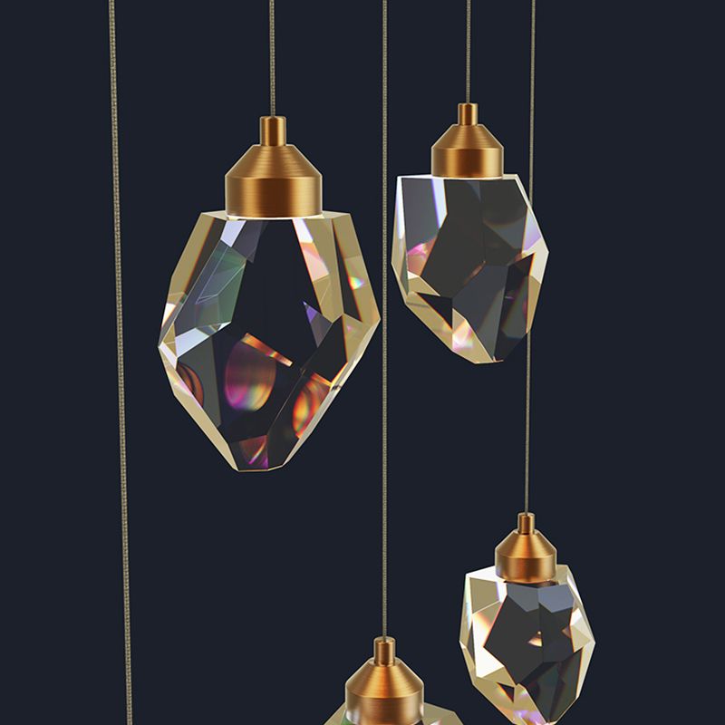 Zeitgenössische LED Hanging Deckenleuchte Kristall geometrische Deckenleuchte