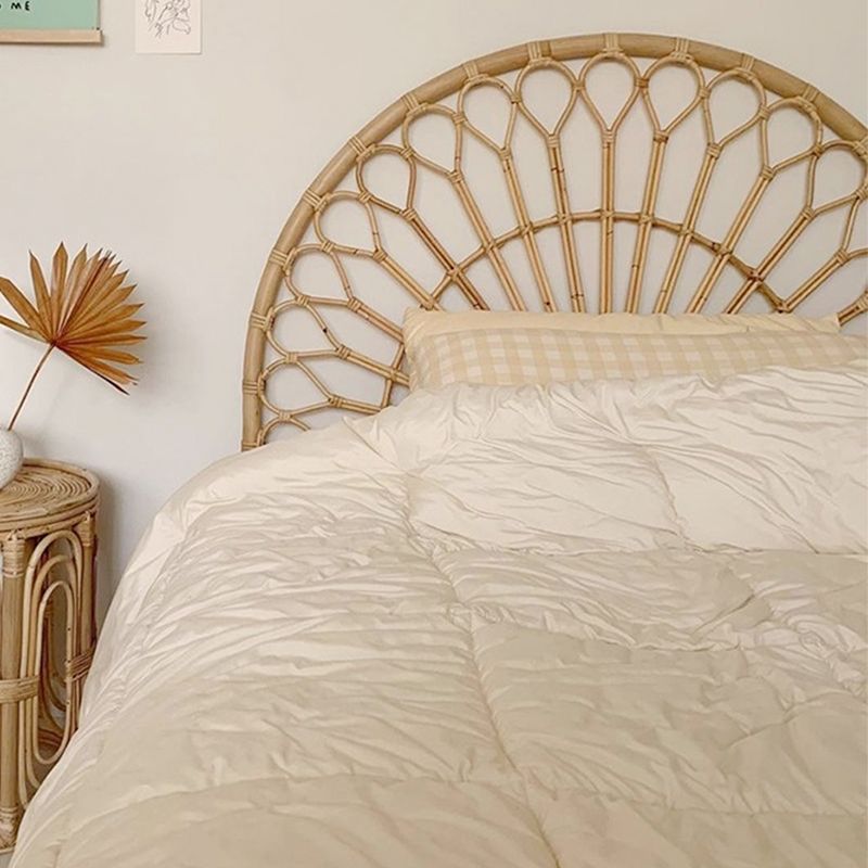 84.65 inch Wide Tropical Bed Frame Natural Solid Wood Platform Bed Frame