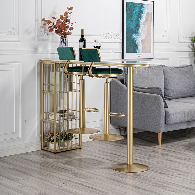 Glam Style Bar Table 1/3 Pieces Faux Marble Counter Table with Upholstered Stools