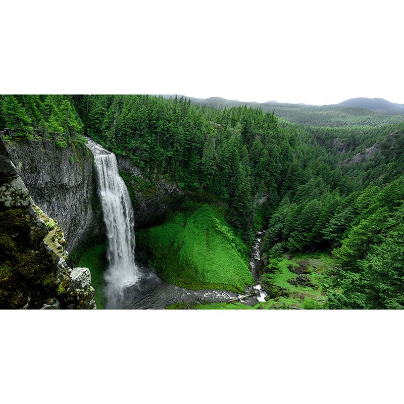 Mountain and Waterfall Mural Wallpaper Wall Covering Mildew Resistant for Sleeping Room