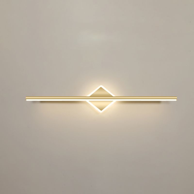 Gold LED Vanity Light Fixtures Modernist Mirror Front Lighting with Silicone Shade