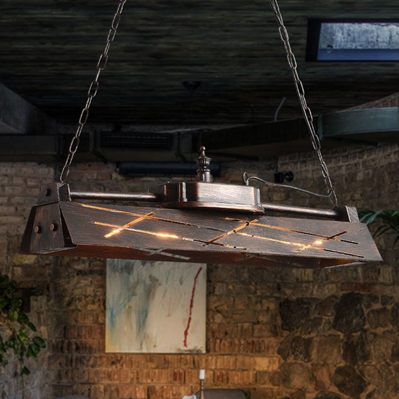 Industrial Steam Train Shaped Island Lamp 4-Bulb Wrought Iron Pendant Light
