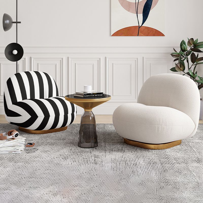 Solid Wood Chair Round Base Style Lounge Accent Chair for Living Room