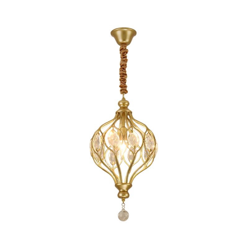 Camera da letto Lantern Appedisci Luce a sospensione Crystal tradizionale 1 lampadina Black/Gold Benil Sospension Lampada