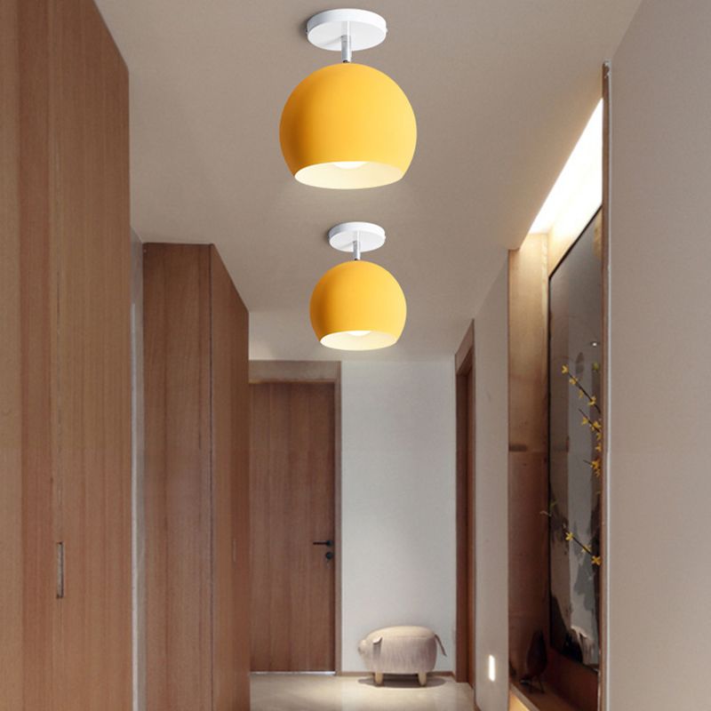 Plafonnier Globe en aluminium laqué à montage encastré Macaron concis et moderne pour vestiaire