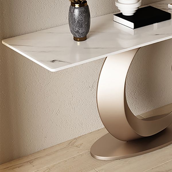 Glam Rectangle Accent Table Stone Console Sofa Table for Hall