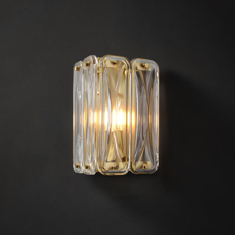 Modern Wall Sconce Metal Geometric Shape Wall Light with Glass Shade for Bedroom