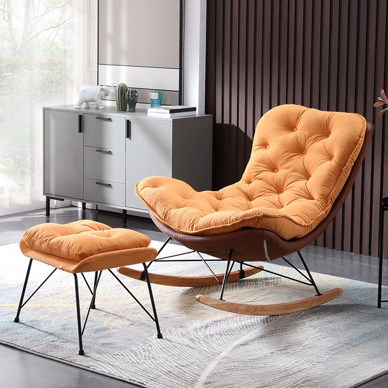 Living Room Luxury Leisure Chair Wood Frame Base Relaxing Lazy Rocking Chairs