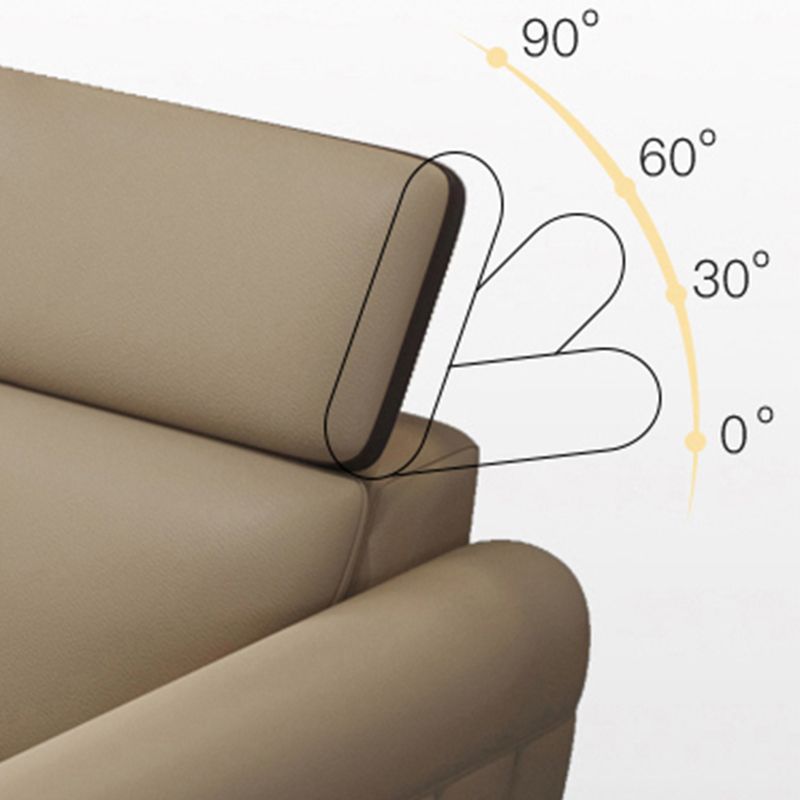 Scandinavian Stain-Resistant Genuine Leather Light-grey Sofa & Chaise