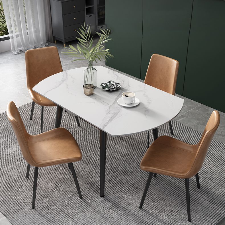 Modern Scalable Dinette Set 1/4/5/6 Pieces Round Sintered Stone Top Dining Table Set