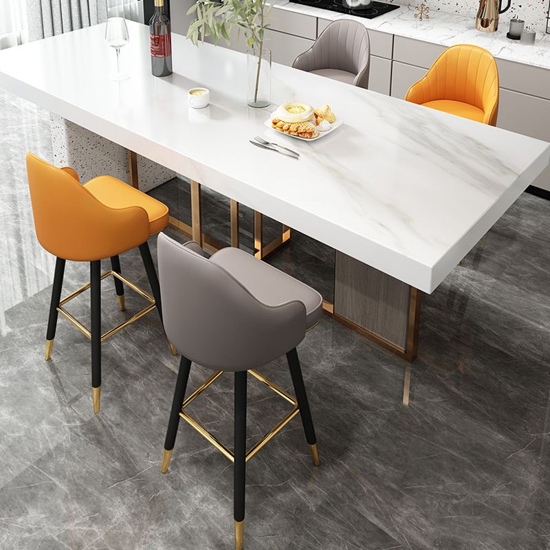 Modern Armless Backrest Counter Stool Steel Household Bar Stool with Pedal and Cushion