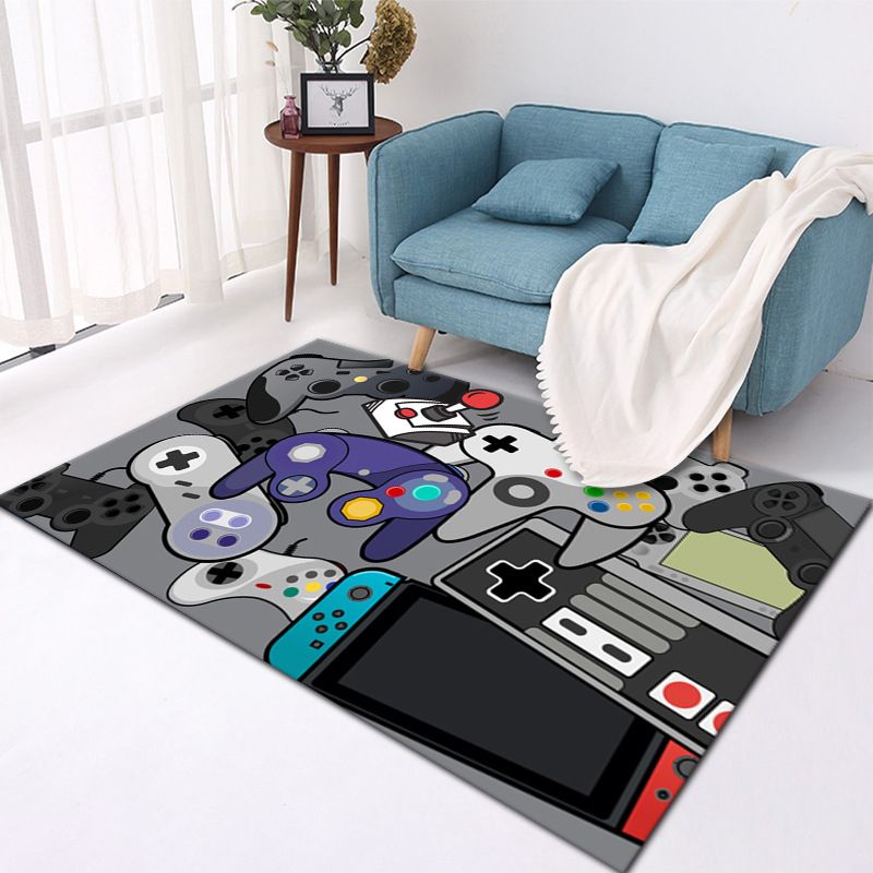Modern Game Controller Pattern Carpet Polyester Indoor Rug Washable Area Rug