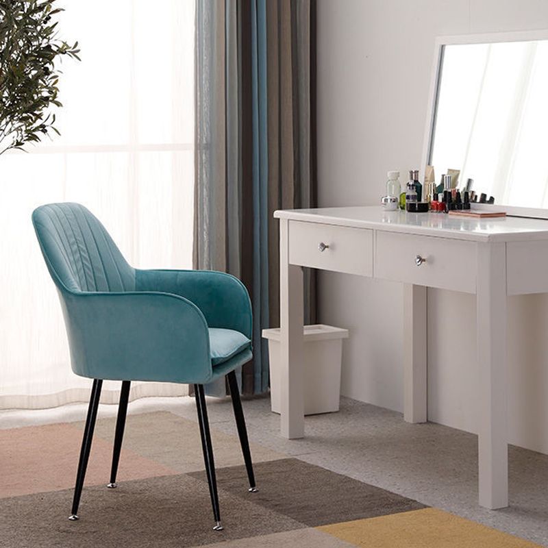 Modern Style Cloth Overturning Armrest Fixed Backrest Metal Arm Chair