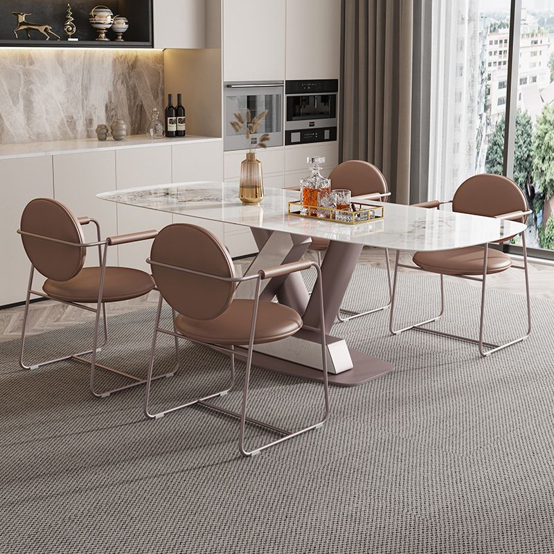 Luxury Sintered Stone Top Dining Set Rectangle 1/4/5/7 Pieces Dining Room Table Set