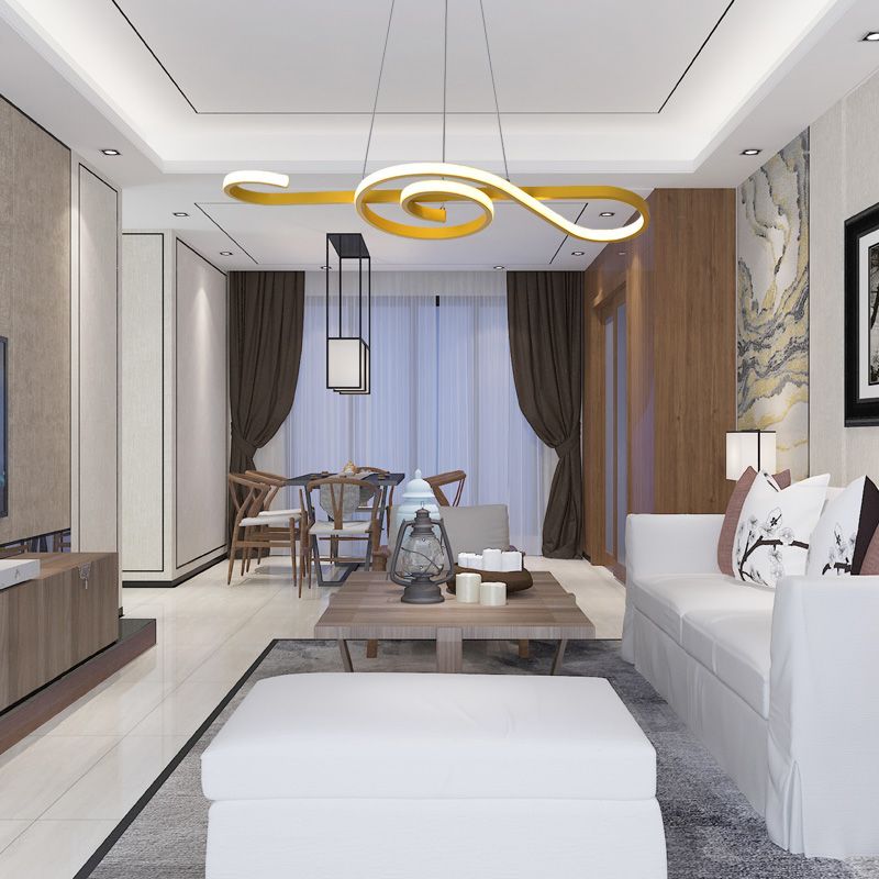 Candelera colgante de giro amarillo/rosa LED colgante acrílico contemporáneo Luz colgante en blanco/luz cálida para el dormitorio