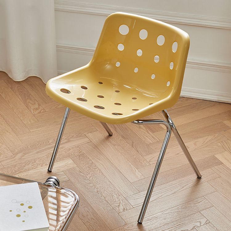 Contemporary Style Armless Chair Plastic Dining Chair with Metal Legs
