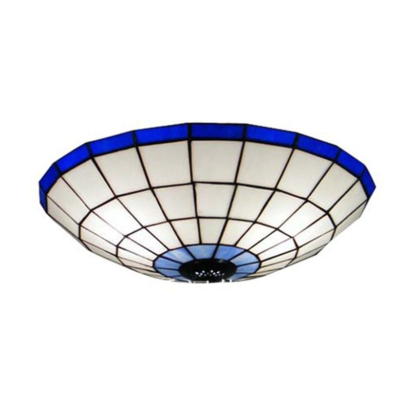 Hemispherical Glass Ceiling Lamp Traditional Style Flush Mount Light for Bedroom