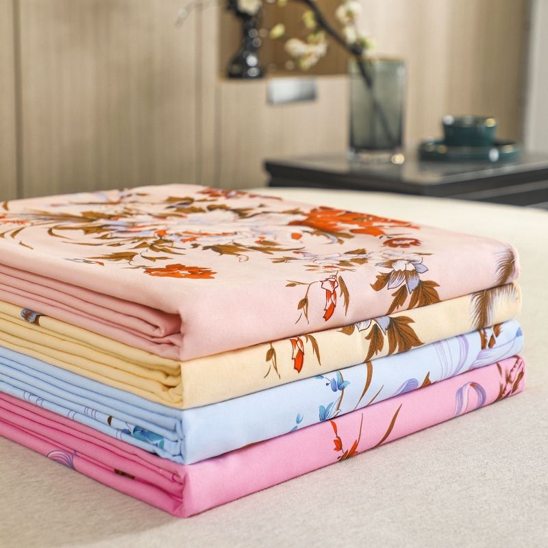 Sheet Sets Cotton Floral Printed Wrinkle Resistant Super Soft Breathable Bed Sheet Set